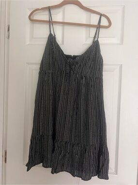 Francesca's Black and White Textured Stripe Dress